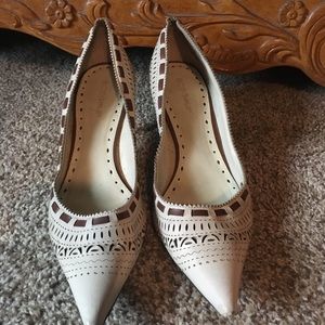 BCBGirls Cream and tan heel. Very pretty.